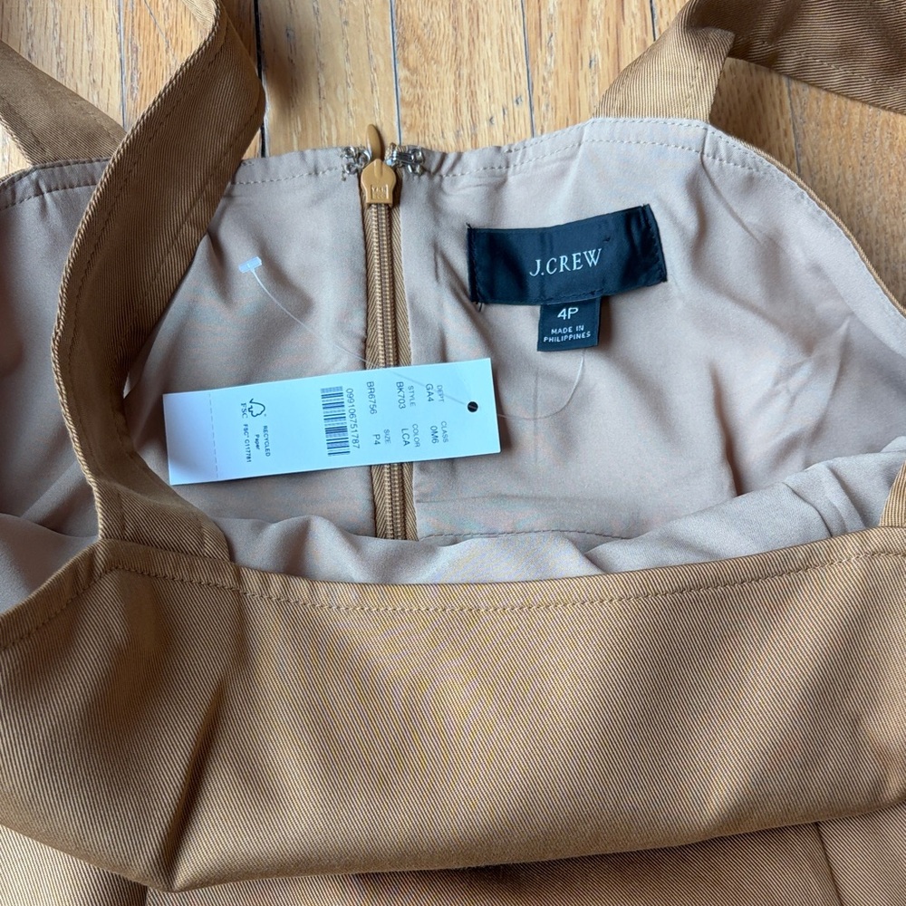 J Crew Women Brown Gramercy Twill Square Neck A-line Sleeveless Tank Dress 4P - Picture 3 of 5